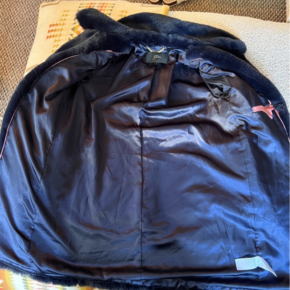 HOST PICK 💙 J Crew Navy Blue Boho Glam Cozy Faux Fur Teddy Coat NWOT - Picture 9 of 10